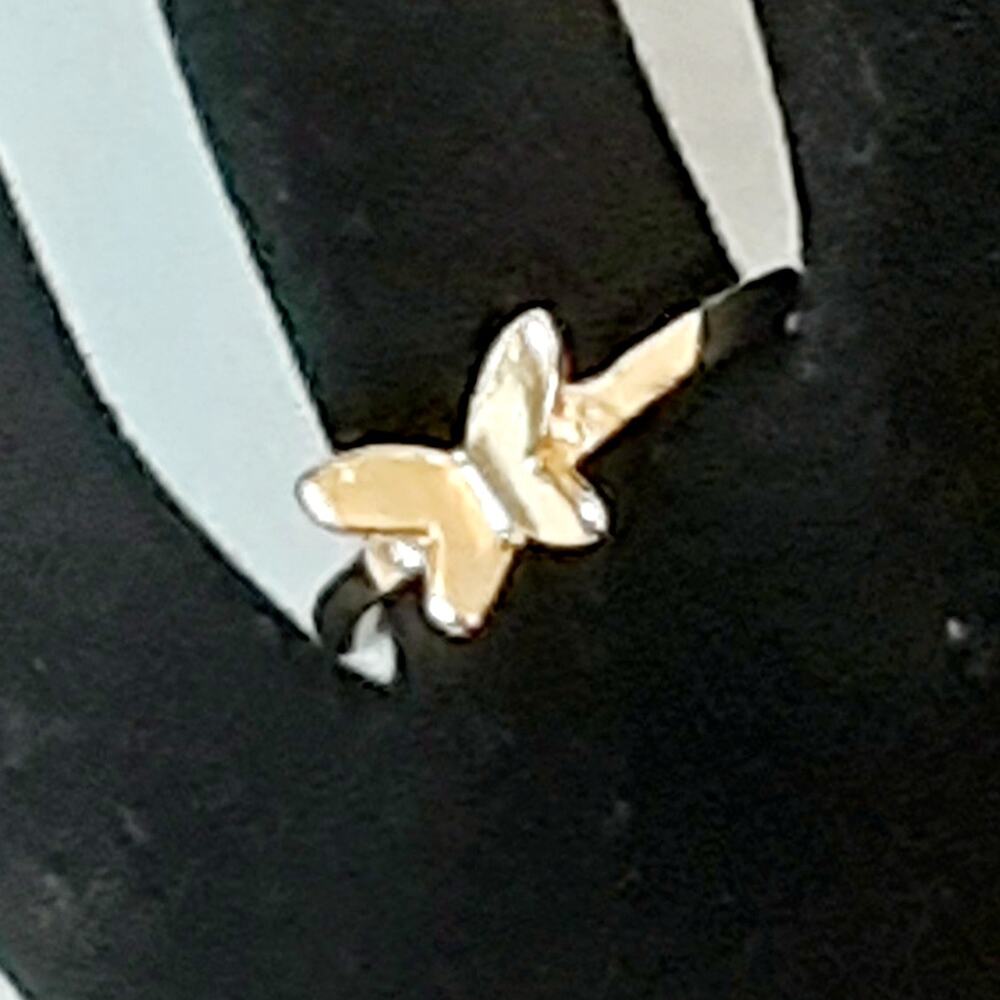 Dainty Stackable Gold Tone Ring Size 5.25 Raised Butterfly Centerpiece Sweet